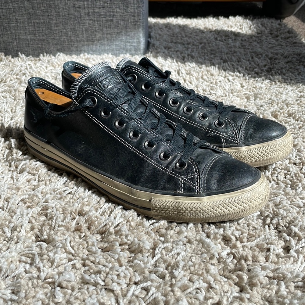 Custom Black Leather Converse All Stars